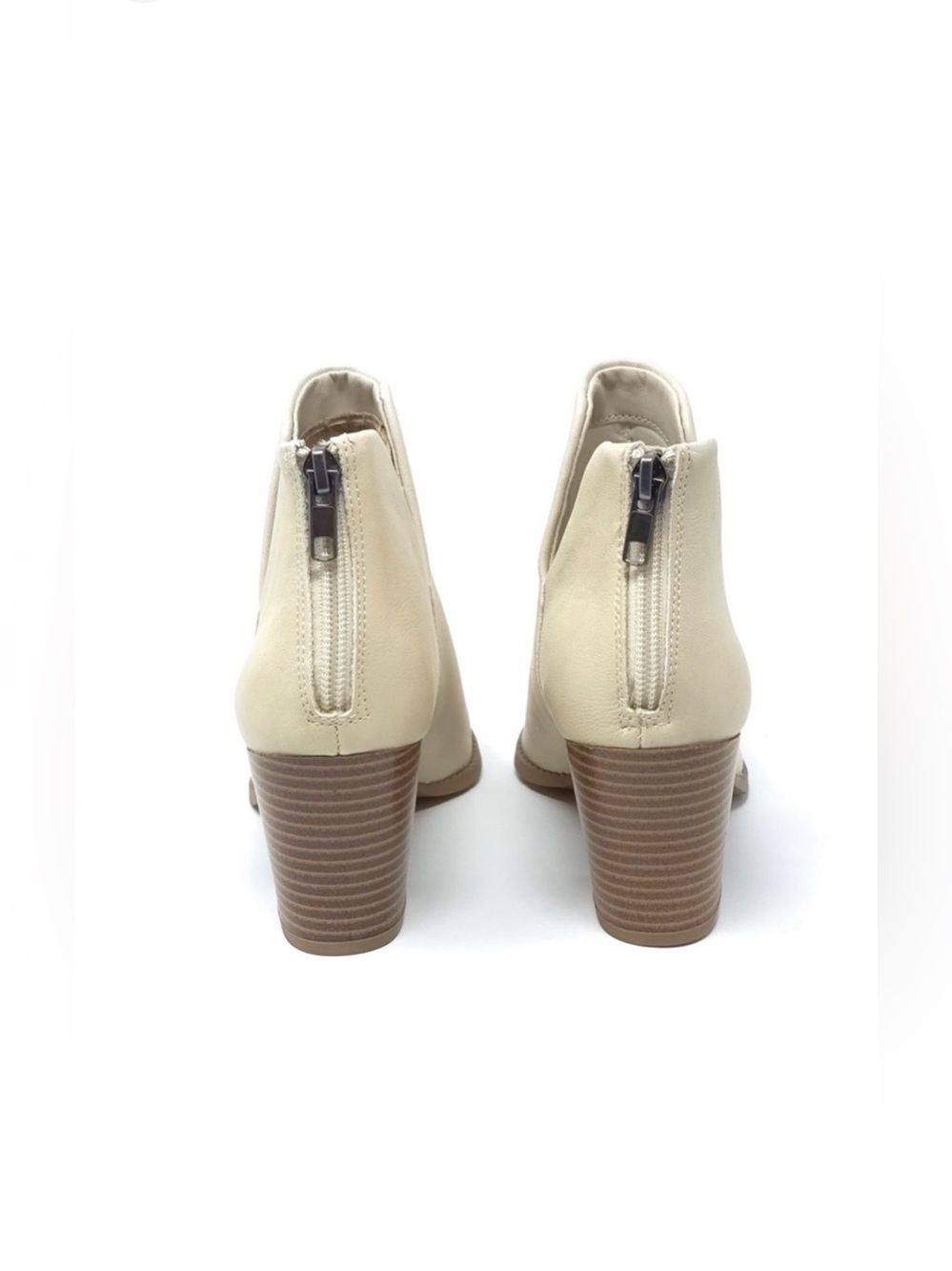 New Sun + Stone Eliza Ecru Faux Leather Almond Toe Ankle Boots Women’s 8M - Picture 4 of 11